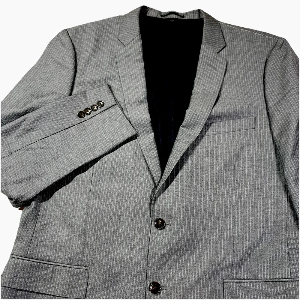 NEW J. Crew Ludlow Blazer Men 46L Gray Wool Pinstripe Tollegno 1900 Italy Fabric